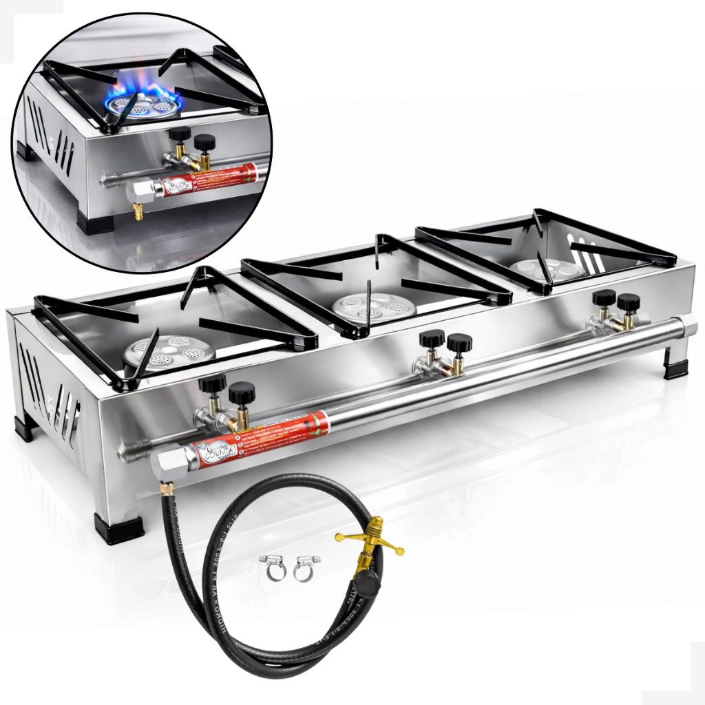 Fogão Industrial Mesa Inox 3 Queimadores Caulim 20x20 Alta Pressão Portátil