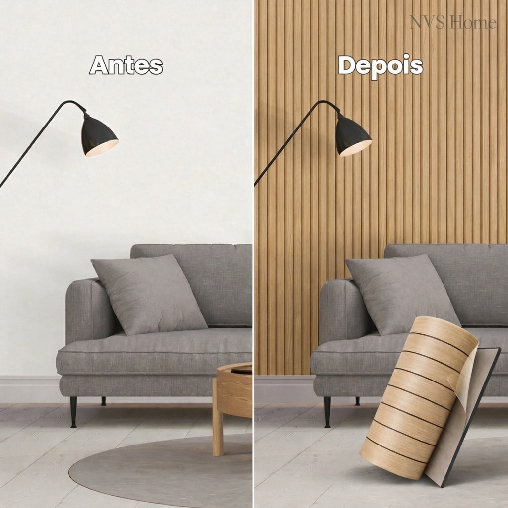 Rolo Painel Ripado Laminado Autocolante PVC Madeira Design 3m x 60cm