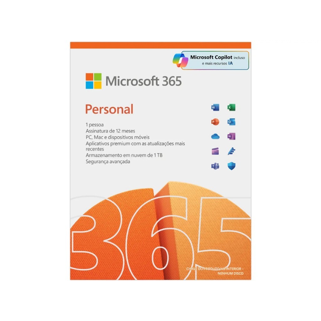 Microsoft 365 Personal Office 365 apps 1TB - 1 Usuário Assinatura Anual ORIGINAL MICROSOFT