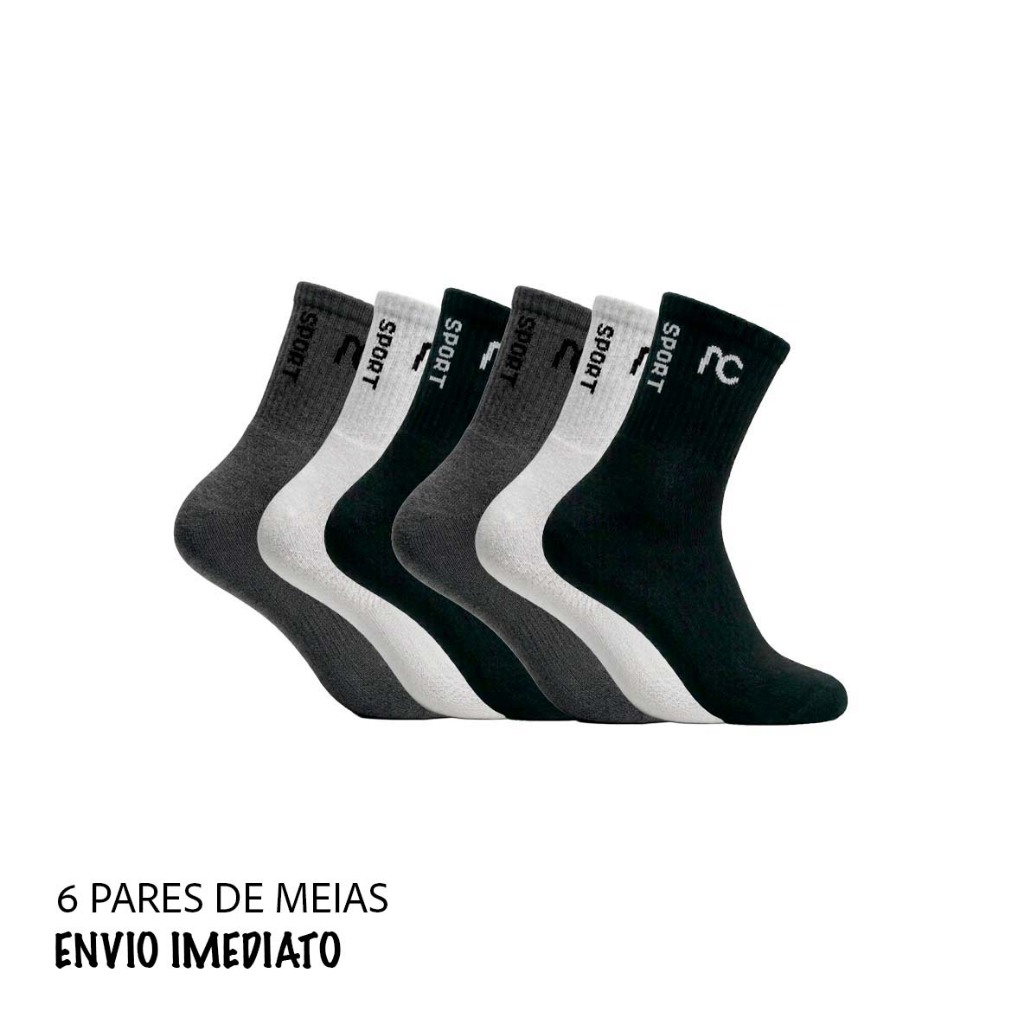 Kit 6 Meias Respiráveis Cano Longo AC Sport