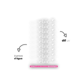 Cartela Adesivo DTF UV Dia das Mães "Mãe" Branco Mini 5x1cm 1 a 5 Cartelas Ref. MOM03 em Oferta na Shopee
