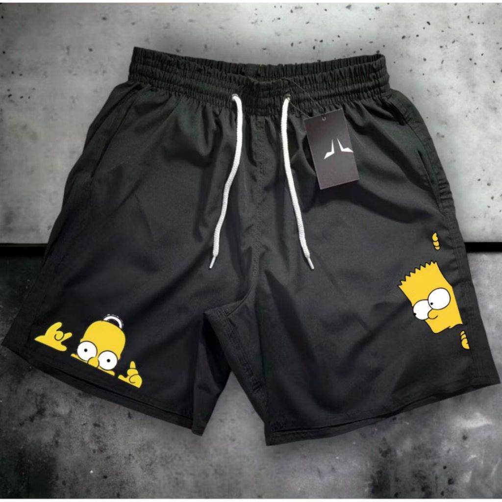 Bermuda Masculino Mauricinho Modelo Academia - Bart e Homer -Esportivo Ideal para lazer praia e esportes Promoção Verão