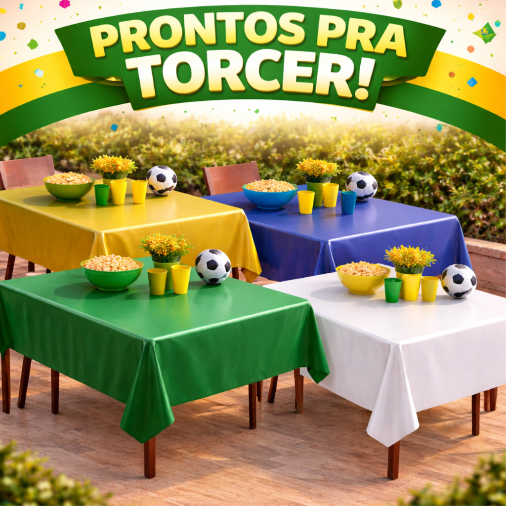 Toalha de Mesa impermeável| Perfeita para Dias de Jogo | Resistente e Lavável 4 ou 6 Lugares