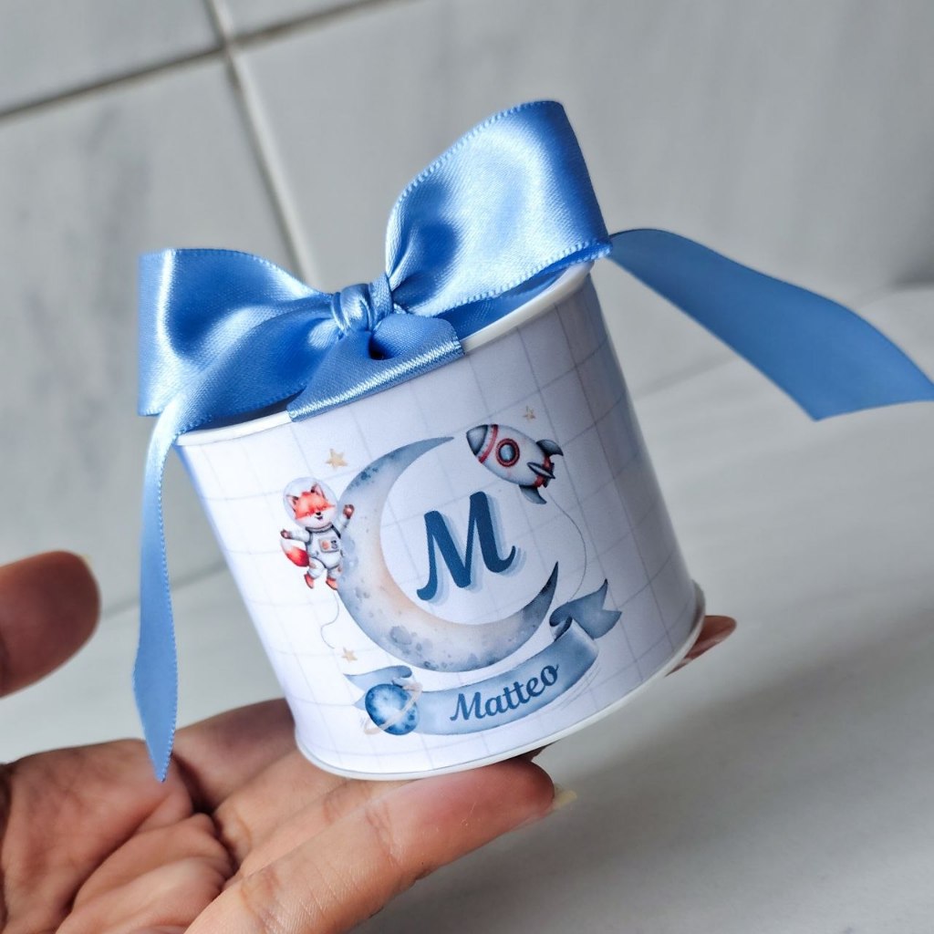Kit mini tubolatas astronauta personalizadas 5x6 - chá de bebê, lembrancinhas maternidade, batizado, aniversário