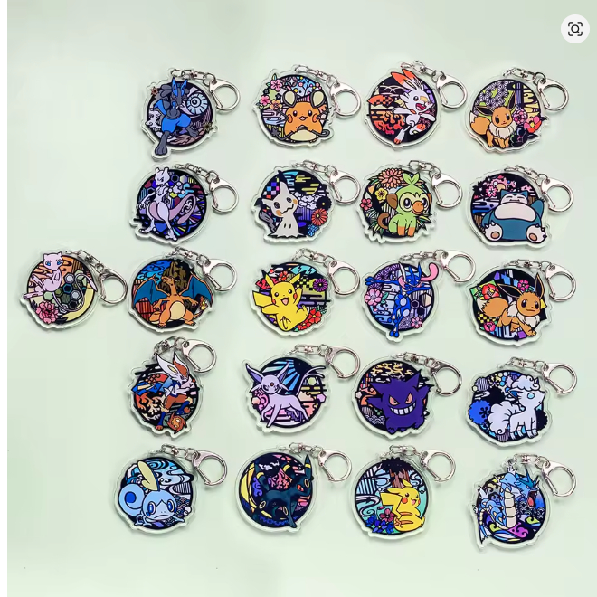 Chaveiros acrilicos Pokemon Pikachu Gengar Espeon Silveon Mewtwo Charizard Greninja