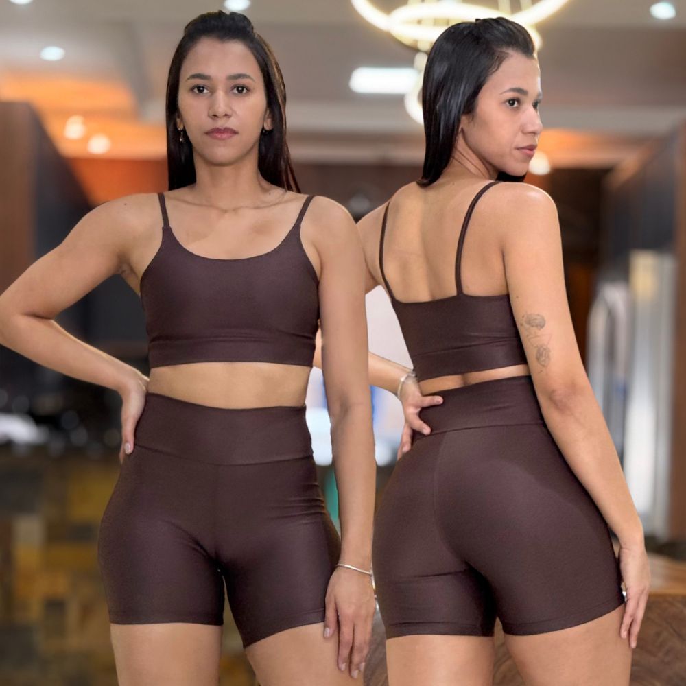 Conjunto de Academia Feminino Short com Top de Alcinha Zero Transparência e Cintura Alta — imagem 2 de 2