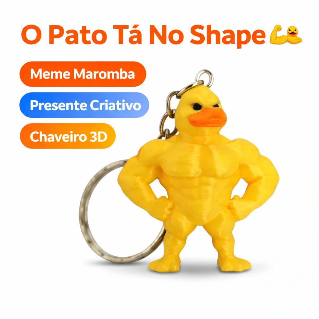 Chaveiro Pato Bombado Musculoso 3D Meme Maromba Academia Fitness
