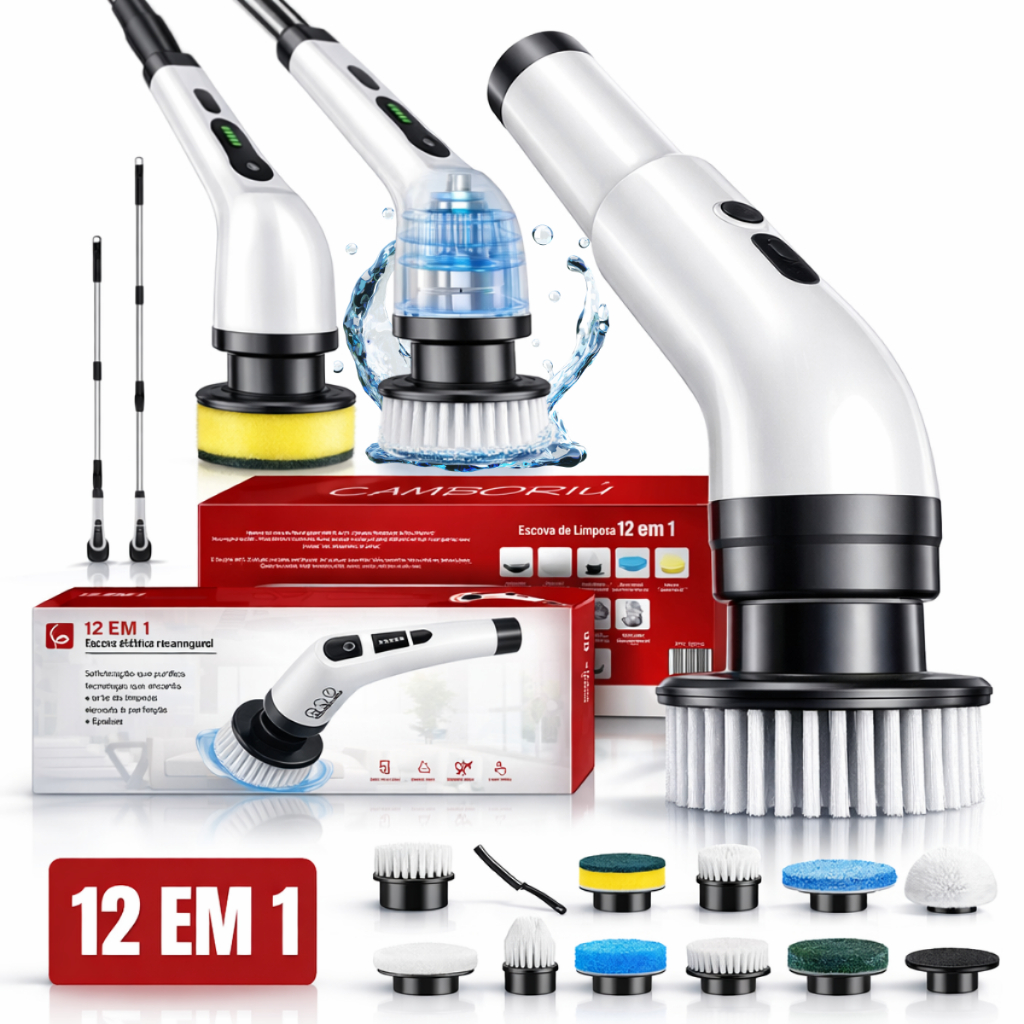 Escova De Limpeza 12 Em 1 Recarregavél Elétrica Giratória Com Cabo Alongador Epsilon em Oferta na Shopee