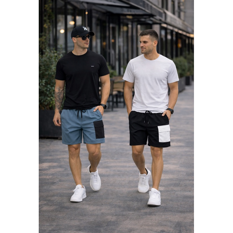 Kit com 2 Shorts Tactel com Elastano Bolso Cargo