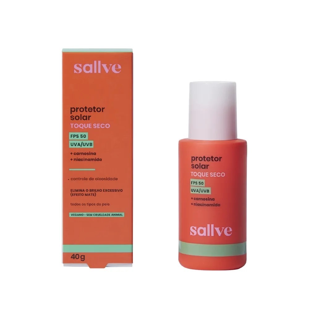 sallve protetor solar toque seco fps 50 efeito matte com niacinamida 40g