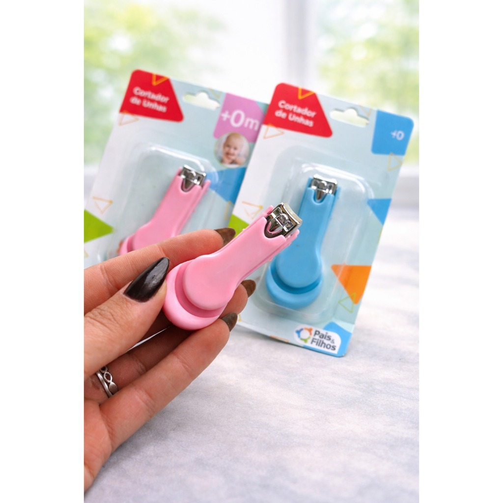 Cortador de Unhas de Metal Pais e Filhos Azul e Rosa em Oferta na Shopee