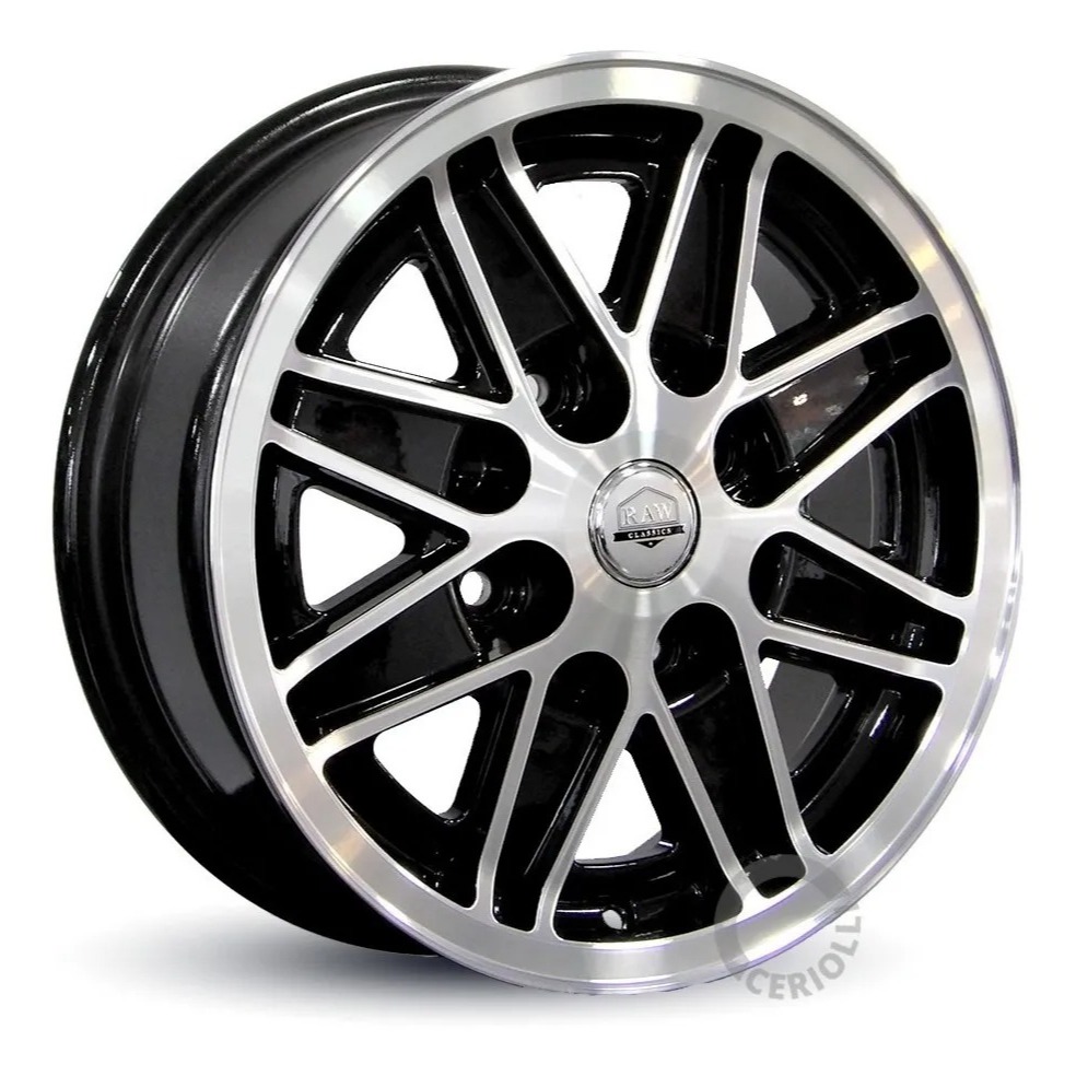 Kit 4 Rodas Fusca Brasilia Tl Cosmic Aro 17 4 Furos 4x130 Jogo Bicos de Brinde Cor Preto Diamantado