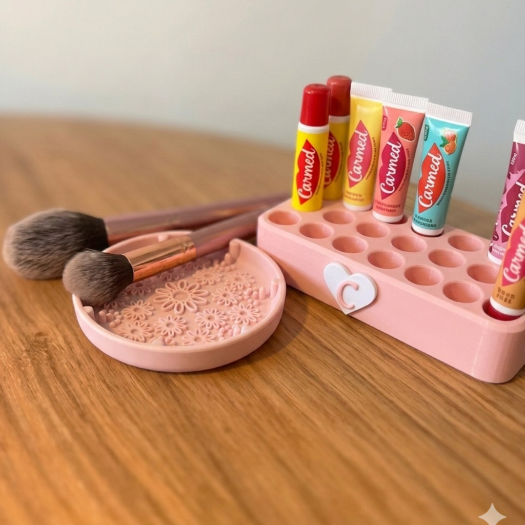 Porta Carmeds Hidratante Labial 18 CARMEDS + Bandeja limpa pinceis porta joias - kit Premium
