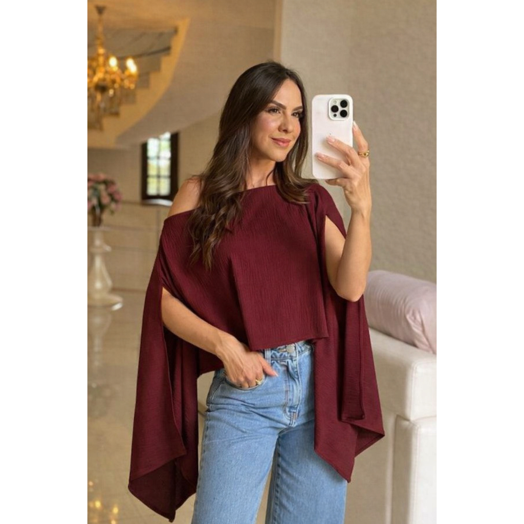 Blusa Bata Feminina Boho Chic Multiformas Capa - Sem Top