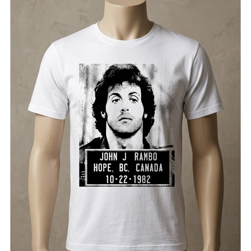 Camiseta John Rambo Sylvester Stallone Filme Ação Clássico Branca