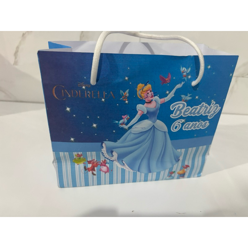 Sacolinha Personalizada Cinderela | Lembrancinha Infantil Princesa | Papel Offset 180g