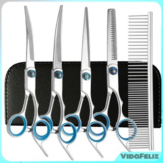 O que é o conjunto de tesouras de pet grooming 5 - em - 1 para gatos e cães, corte de cabelo decorativo, tesouras de pet