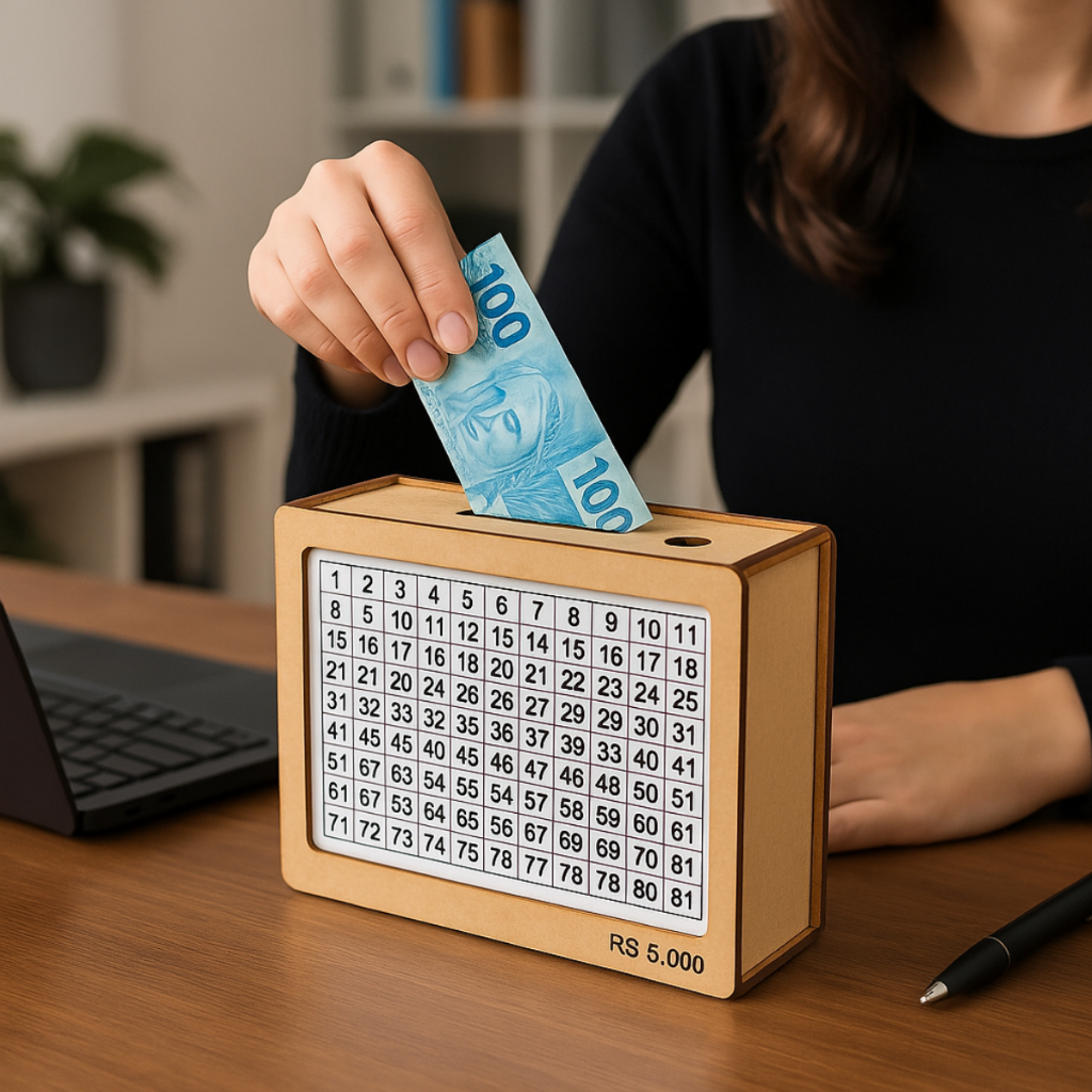 Cofre para Guardar Dinheiro 1 mil 5 mil 10 mil Poupança Economia Woodbox