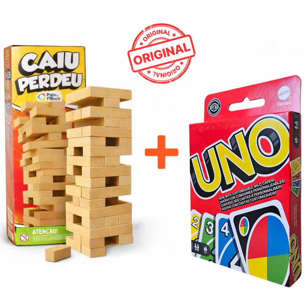 Kit Jogo Caiu Perdeu + Uno Original | Diversão em Grupo | Jogo Educativo | Jogos em Família