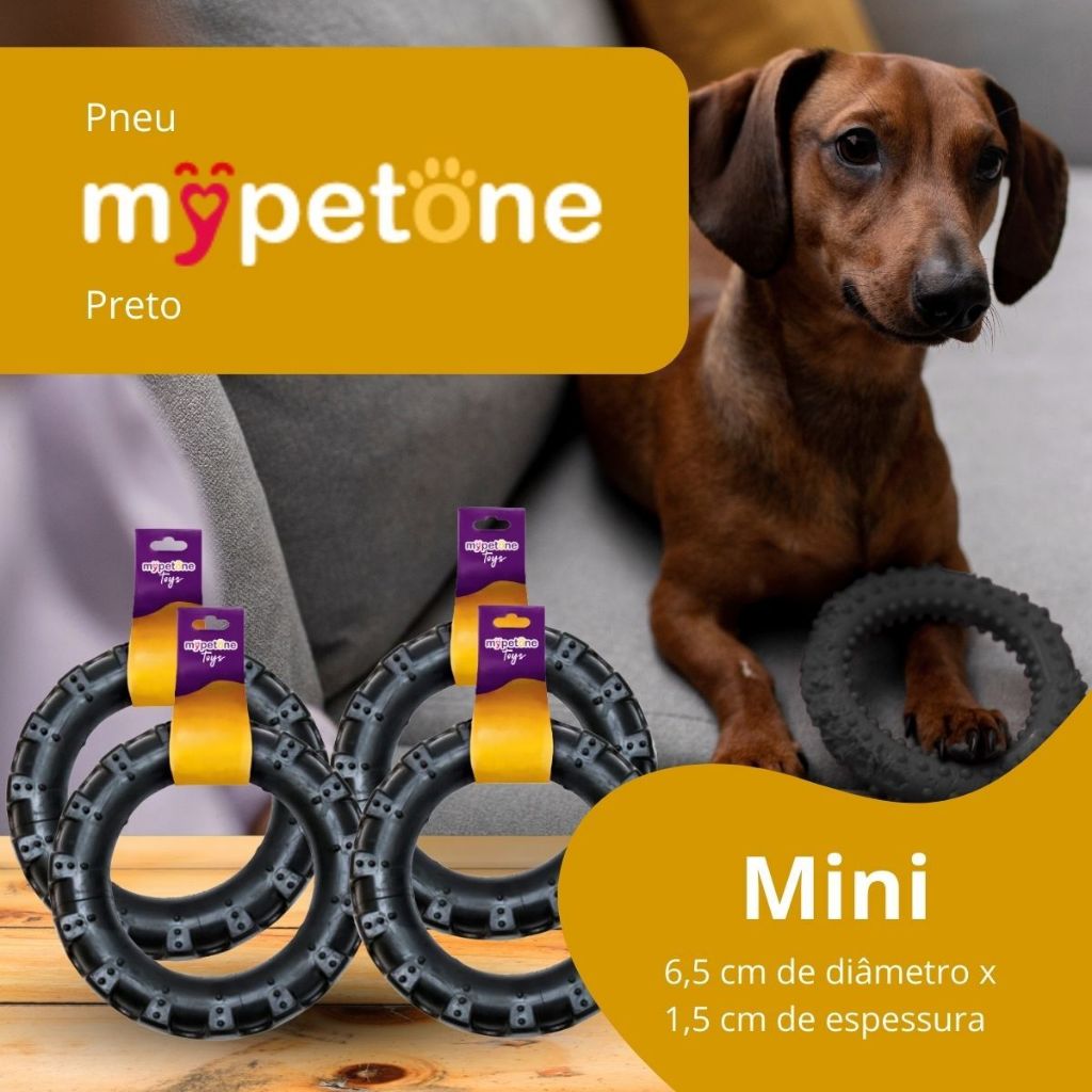 4 Pneu Mordedor de Borracha MyPetOne Mini Para Cachorro Brinquedo Resistente Pet
