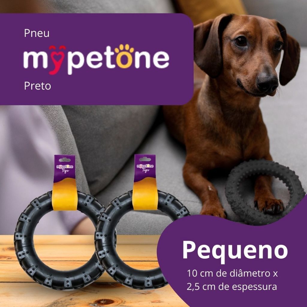 2 Pneu Mordedor de Borracha MyPetOne Pequeno Para Cachorro Brinquedo Resistente Pet