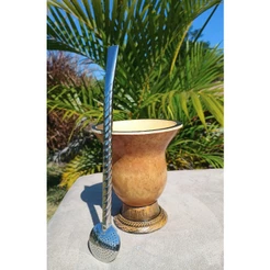 Kit Cuia Chimarrão Porongo Tradicional + Bomba Inox Torcida