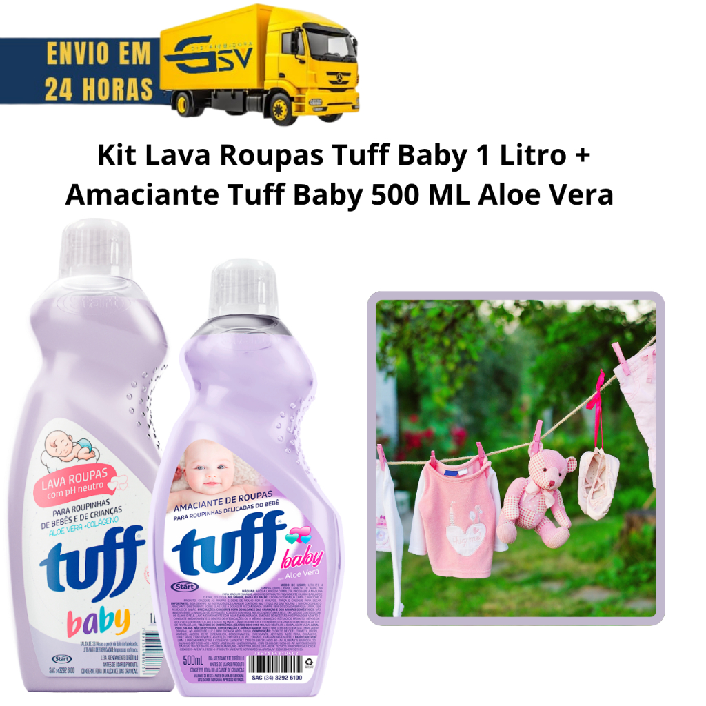 Kit Lava Roupas Tuff Baby Aloe Vera 1L + Amaciante Tuff Baby Aloe Vera 500 ML