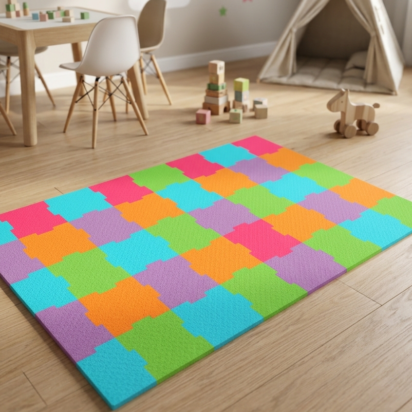 Tapete Colorido Tatame Infantil Divertido Borracha Premium Decorativo Antiderrapante 140x220
