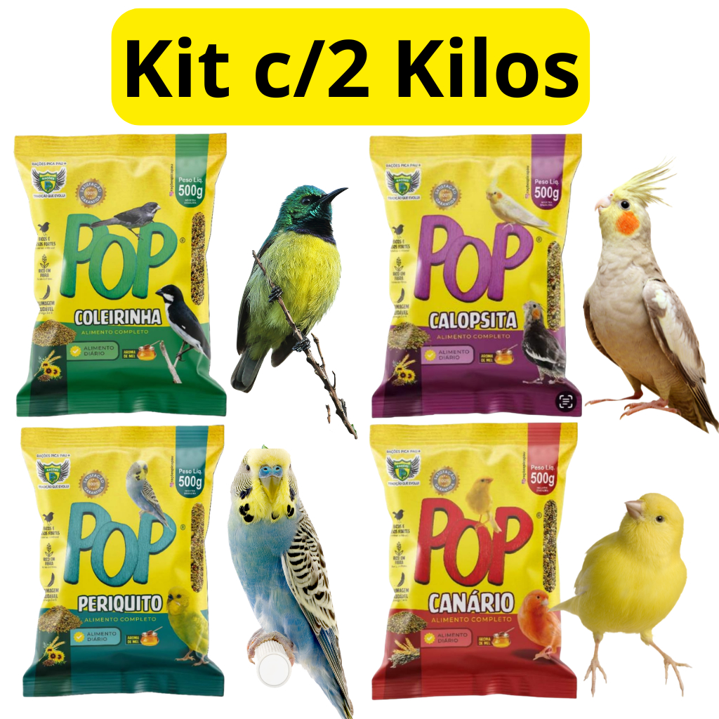 Kit com 2 kilos ração mistura para calopsita - periquito - canaraio ou coleirinha alpiste