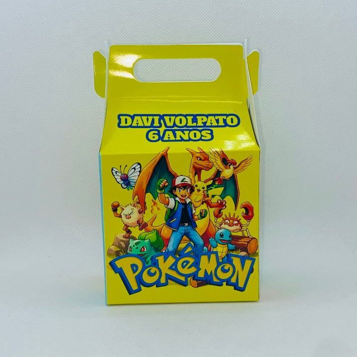 Caixinha Pokemon Maletinha Personalizada com Nome Idade Lembrancinha Festa Infantil Aniversário