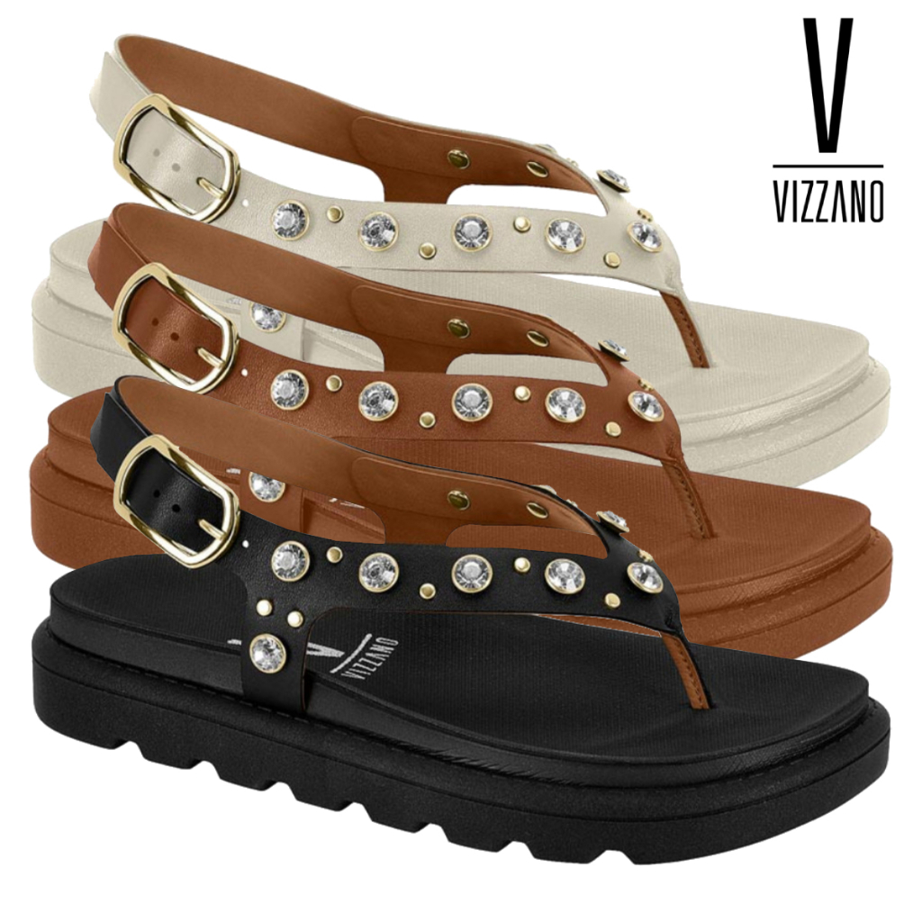Sandalia Feminina Vizzano Papete Flatform Tratorado Papete Fivela Casual Confortável Original