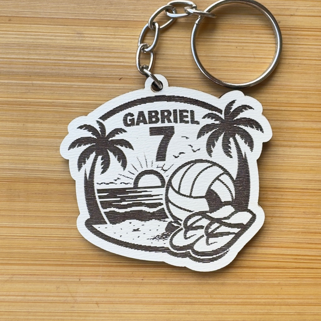 Kit Chaveiros Vôlei Praia Personalizado Nome Idade MDF Aniversário Infantil Lembrancinha em Madeira MDF
