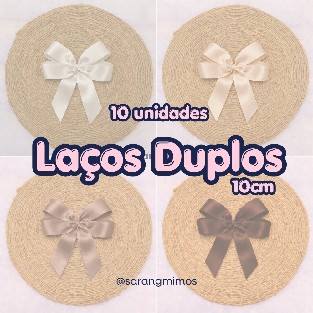 10un Laços de Cetim Duplos 10cm – Ideal para Sacolas de Presente, Caixas, Lembrancinhas, Personalizados e Decoração em Oferta na Shopee