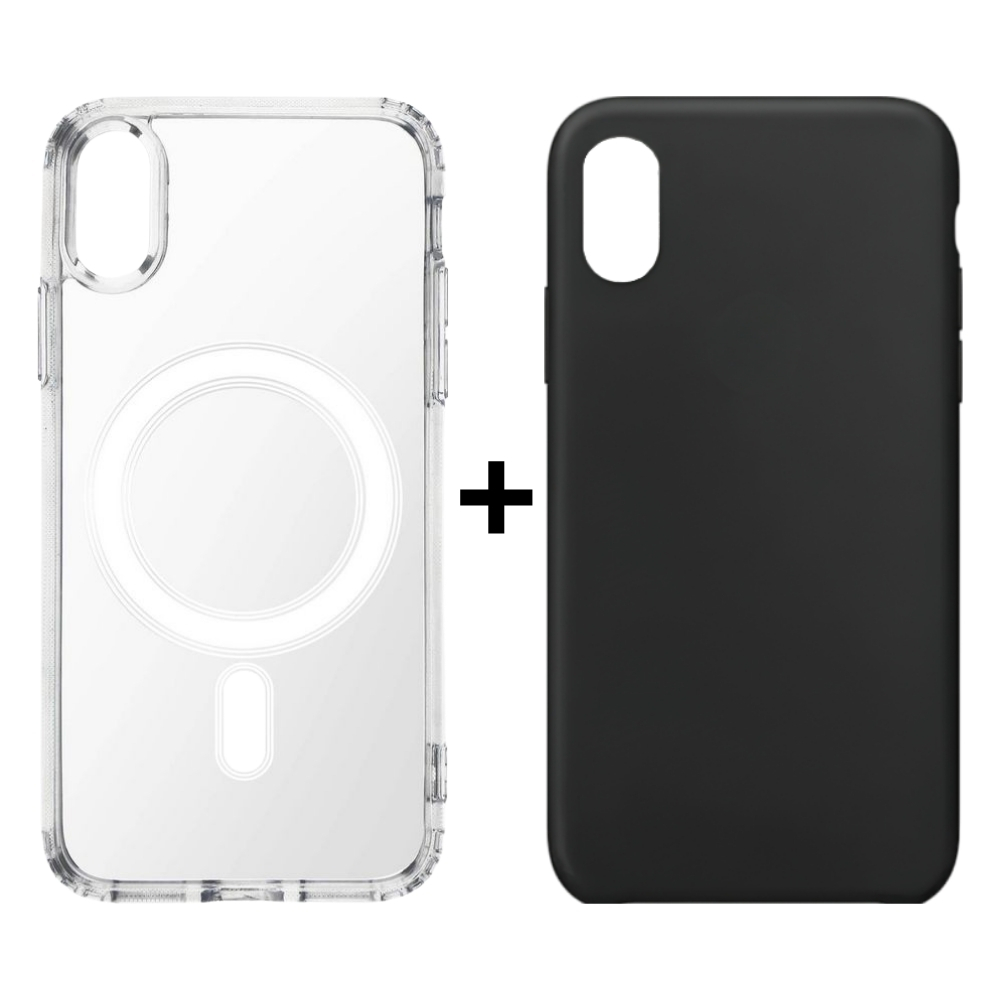 Kit 2 Capinhas de Iphone XR Colorida e MagSafe Carregamento Indução Case Transparente Fechada na Lateral