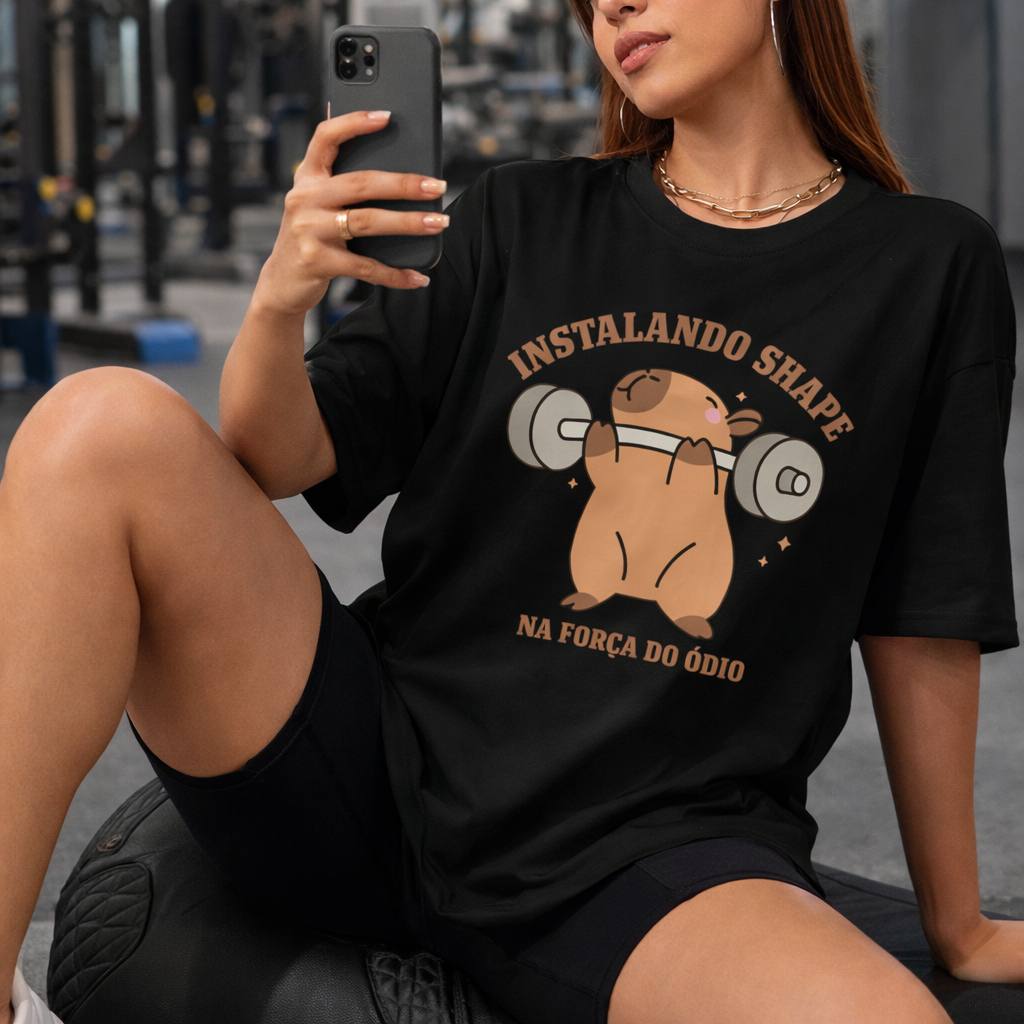 Camiseta Feminina T-Shirt Capivara Fitness 100% Algodão Estampada Academia Confortável Casual Moda