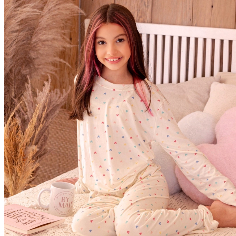Pijama Infantil Manga Longa de Suede, Confortavel.