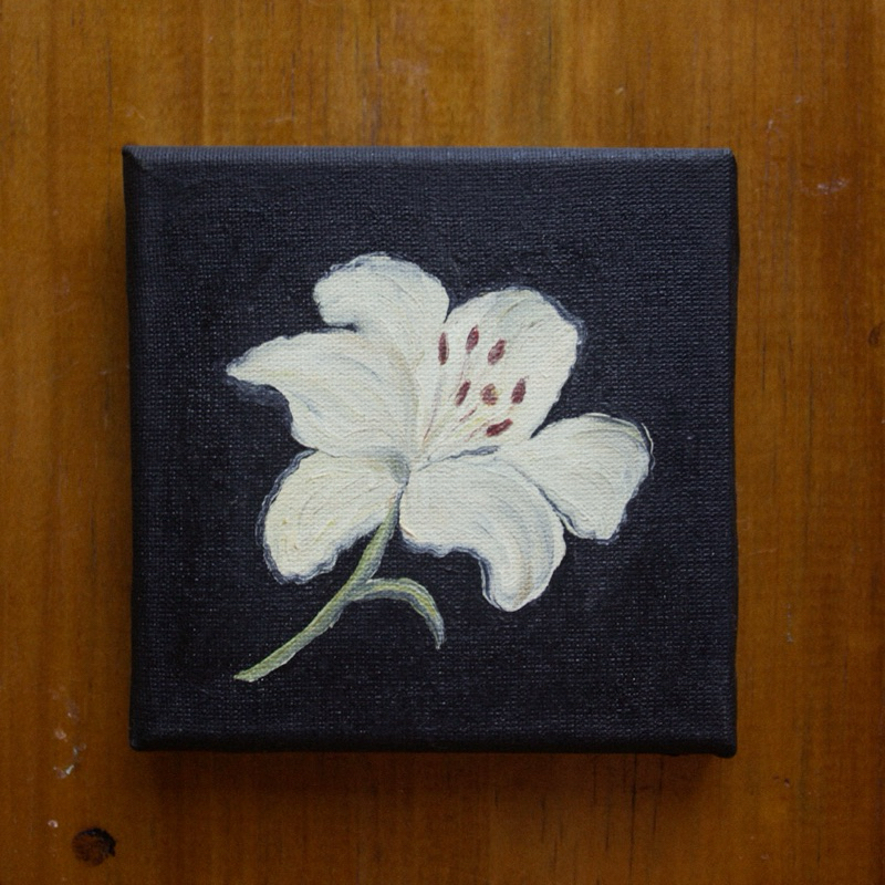 Quadro Pintura a Óleo Lírio Branco | Mini | Obra Autoral