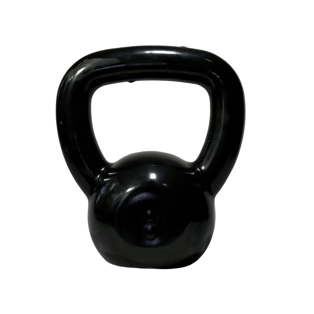 KETTLEBELL 8 KG DE FERRO FUNDIDO EMBORRACHADO NA COR PRETA - TREINO CASA, ACADEMIA E CROSSFIT