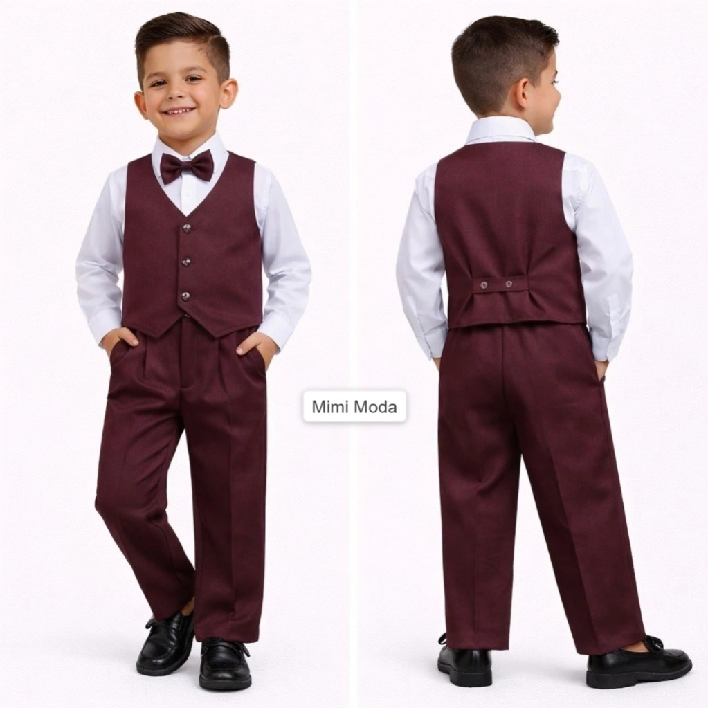 Conjunto Masculino Infantil Social Colete Marsala Completo Formatura Casamento Pagem Noivinho Festa
