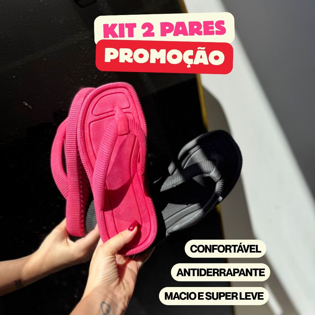 Kit 2 Pares Chinelo Feminino Confortável Plataforma Leve Macio Antiderrapante Promoção Envio Rápido