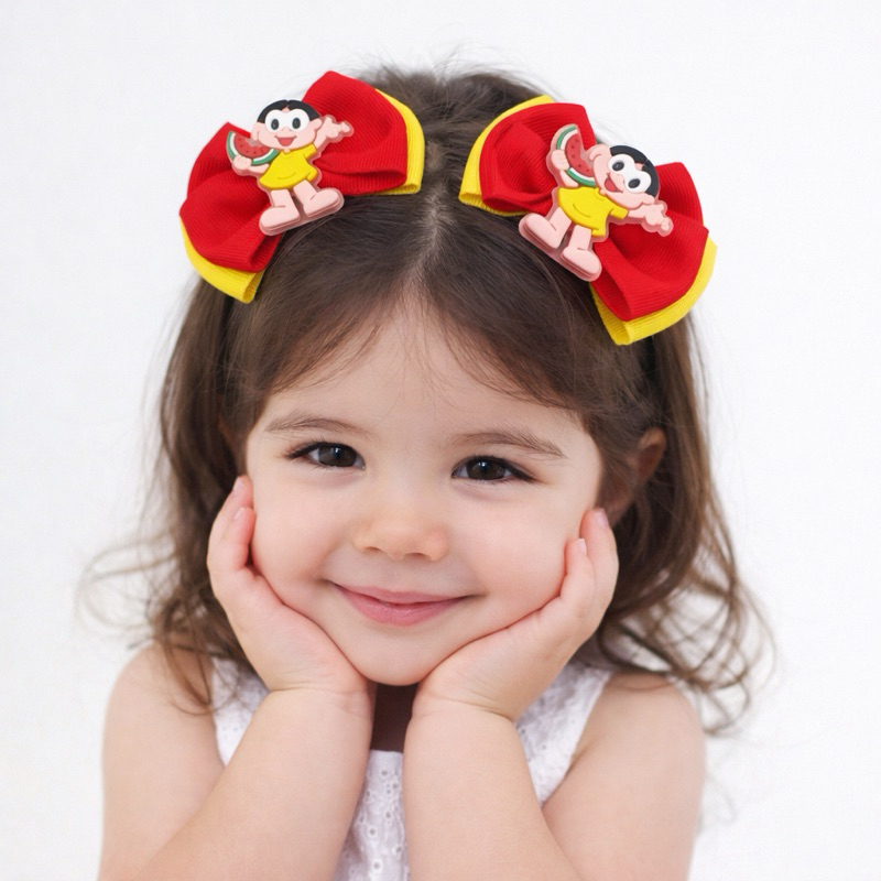 Par de laço infantil Mônica Magali Personalizado festa criança Laço Bico de Pato Xuxinha