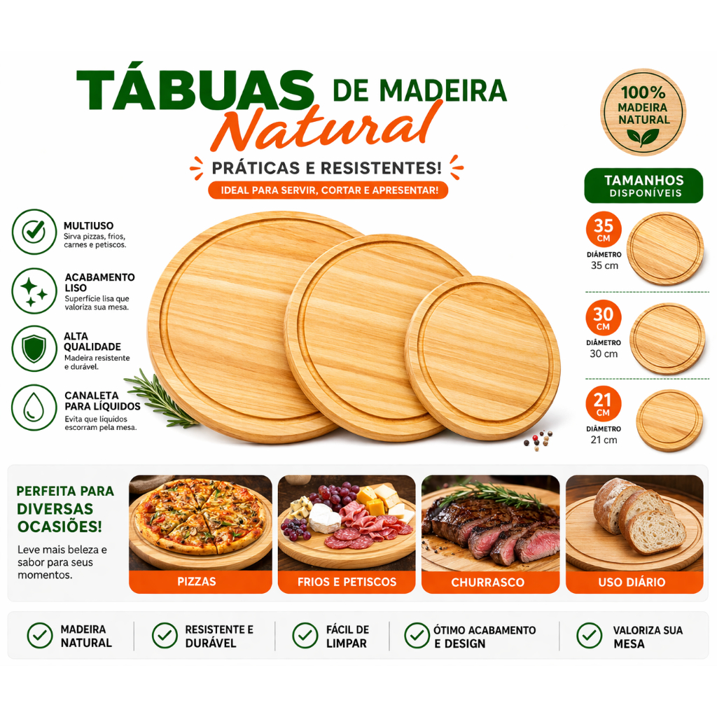 Bolacha de Madeira Rústica Pinus Redonda,Tábua Pizza, Carne, Hambúrguer,pizza,frios,Pão, Decoração da  Cozinha