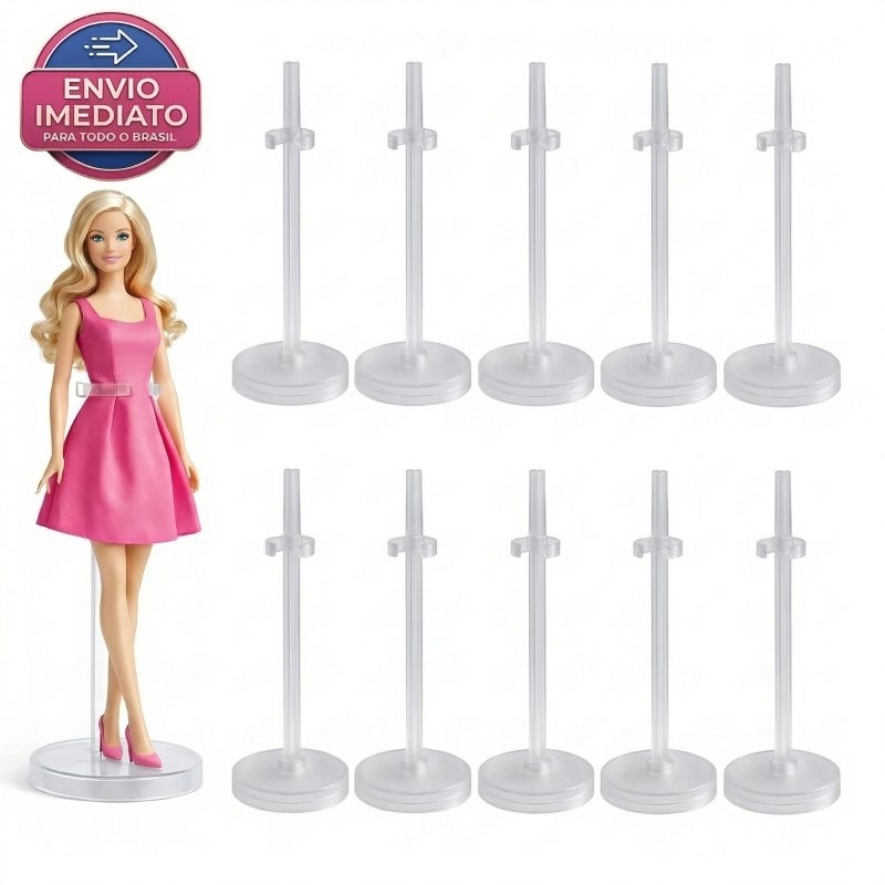 Kit Suportes para Bonecas Transparente Ajustável Expositor Pedestal Suporte Bonecos Display Base Colecionáveis