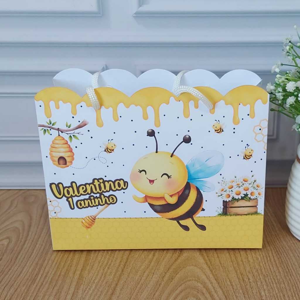 Sacolinha Personalizada Abelhinha Amarela - Pegue e Monte | Sacolinha | Lembrancinha | Mimos | Festa Abelhinha | Amarela