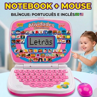 Notebook Laptop + Mouse Infantil Educativo Bilíngue Música Aprender Brincando Brinquedo E…