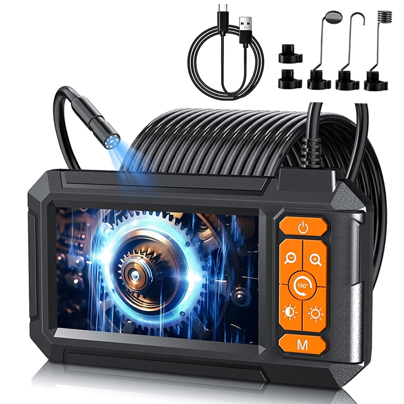 Endoscópio de 5 metros com câmera frontal HD, Câmera 1080P, À Prova D'água IP67 sonda de inspeção industrial