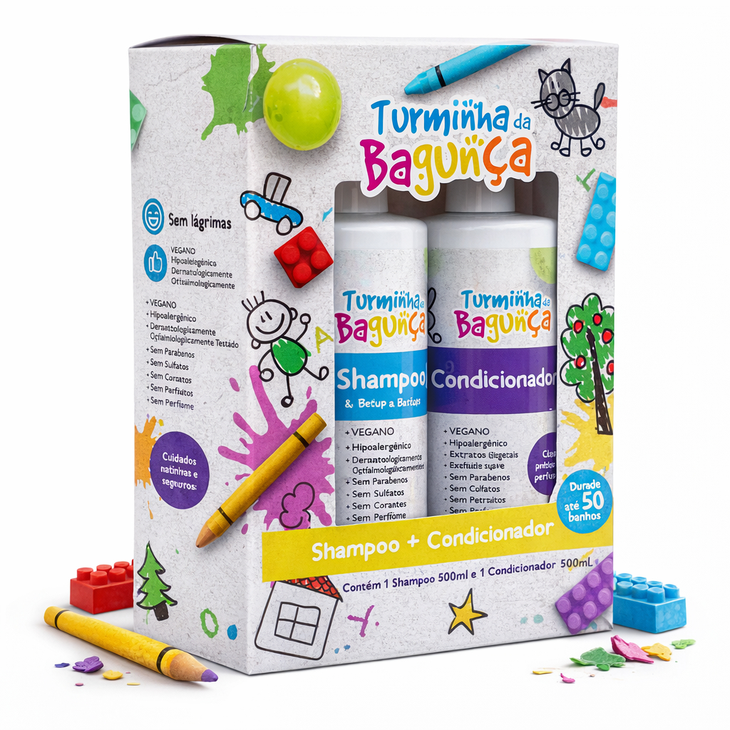 Kit Infantil Shampoo e Condicionador Turminha da Bagunça 500ml