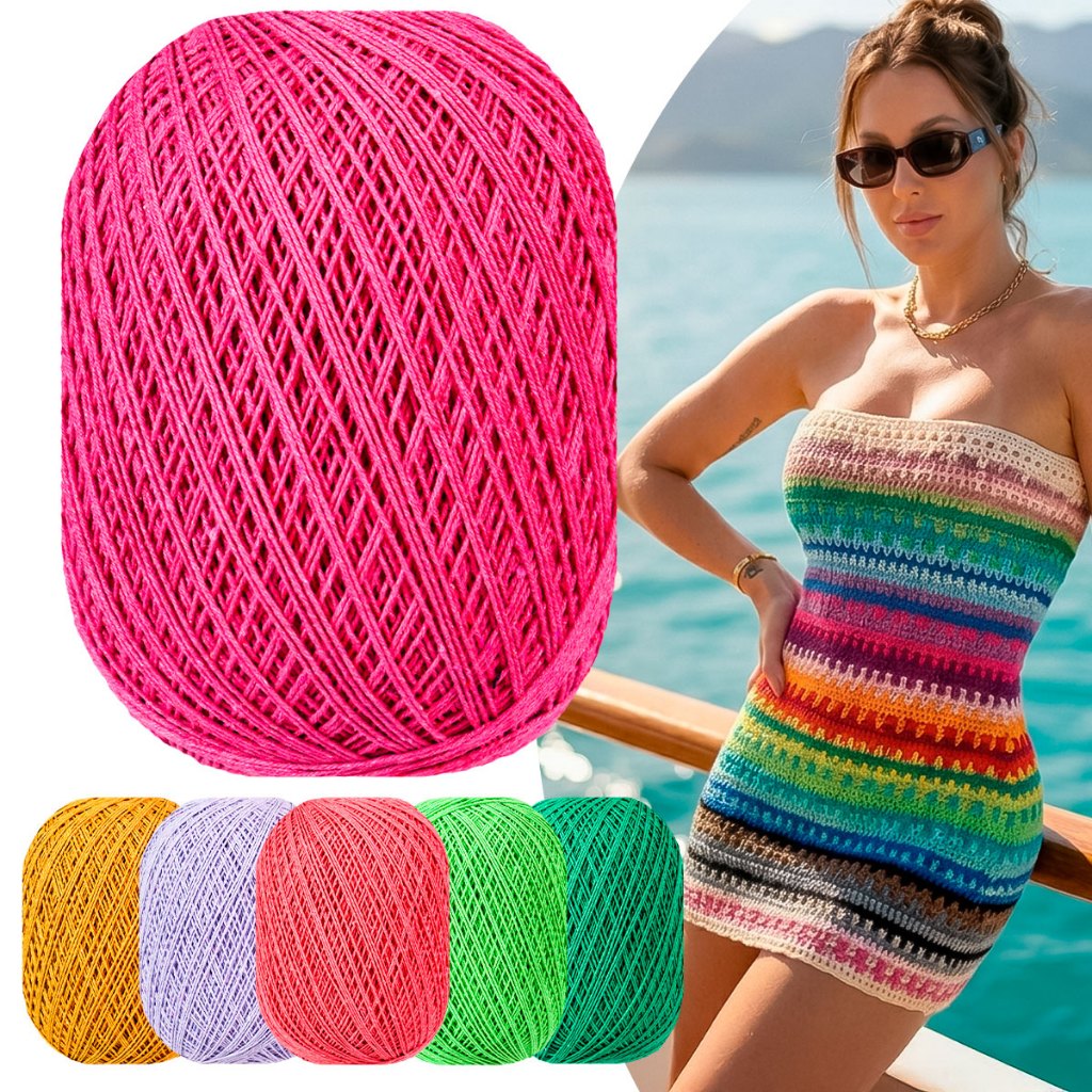 Fio Malu 8/4 Tex 295 500mts Crochê Toque Macio Colorido Premium Crochê Artesanato Pluma Barbantes