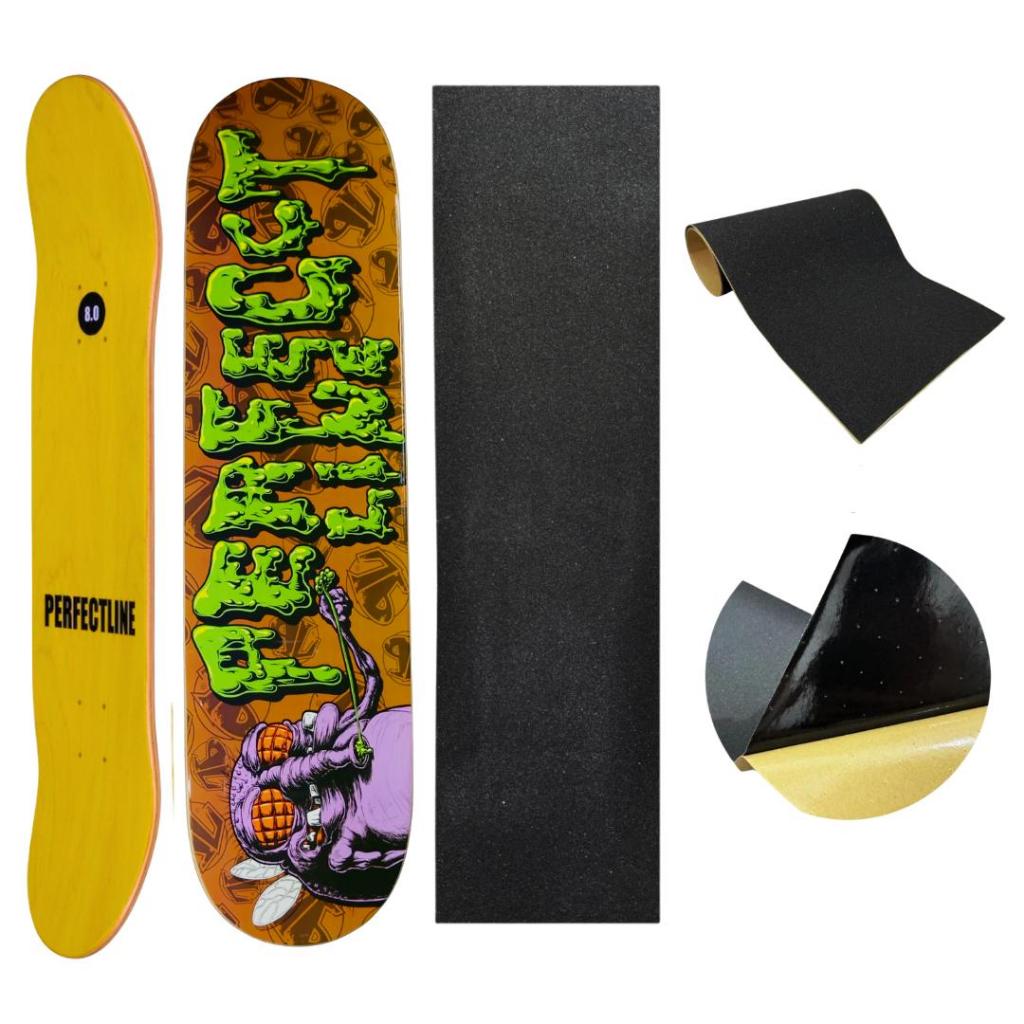 Shape de Skate Profissional Marfim Perfecct Line Com Lixa Emborrachada - Coleção Darkline Sem Limitação de Peso
