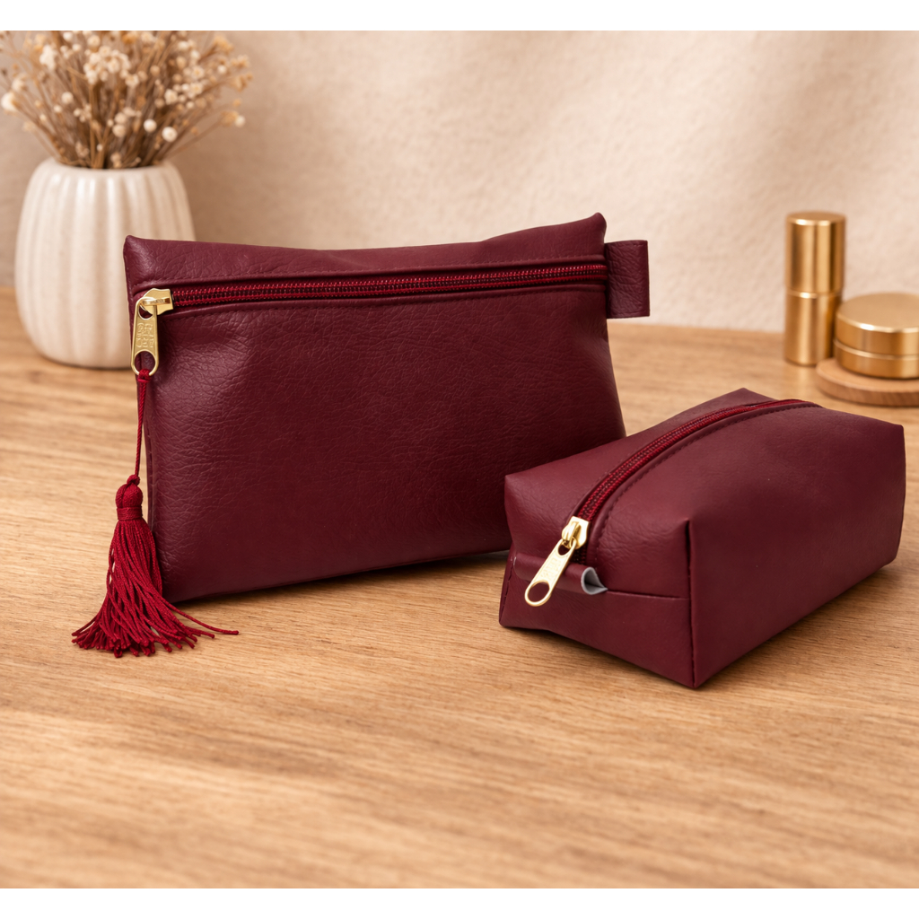 Kit  necessair em couro sintetico,kit festa,brinde,maquiagem kit necessaire delicada, maquiagem, madrinha